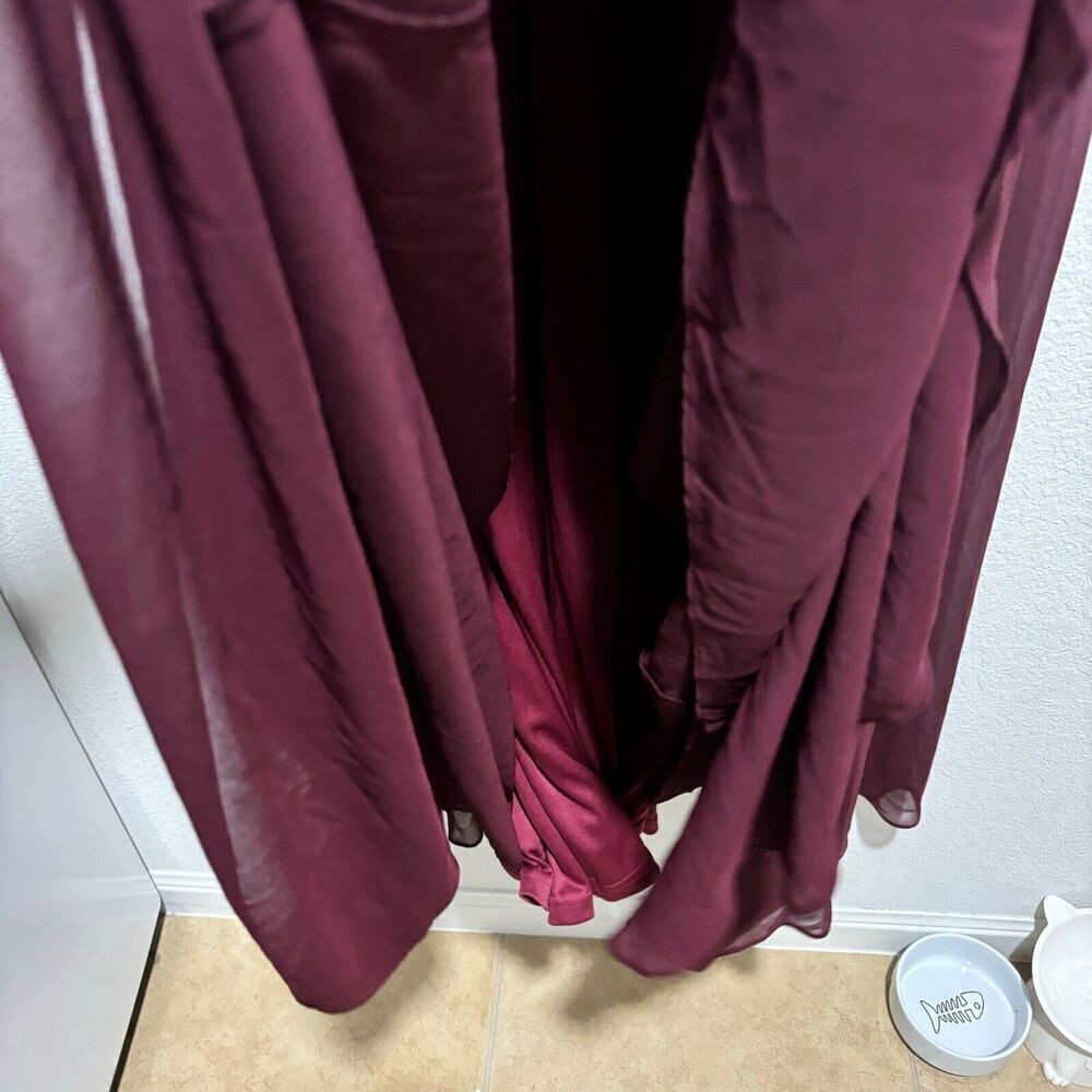 Birdy Grey  Cabernet Burgundy Spaghetti‎ Chiffon Kaia Maxi Dress Plus Size 2X - Picture 12 of 16